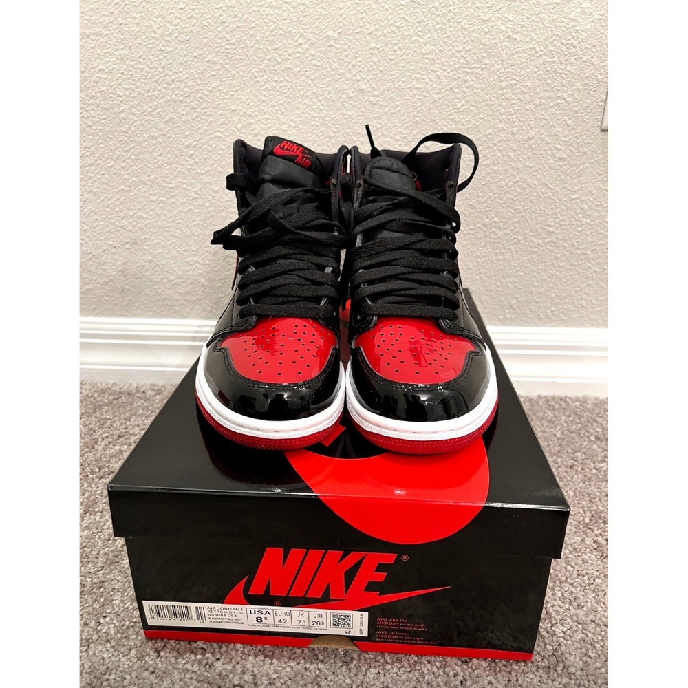 Jordan 1 Retro OG High Patent Bred - Men Size 8.5 / Women's 10 - Picture 3 of 5